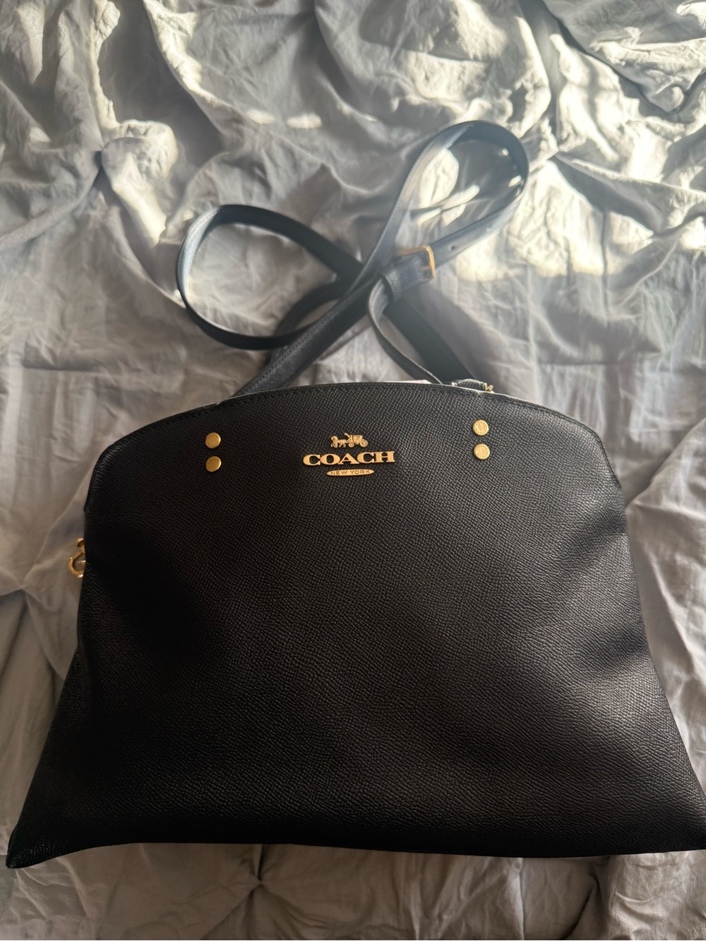 Coach Midnight Blue Leather Crossbody with Gold Hardware